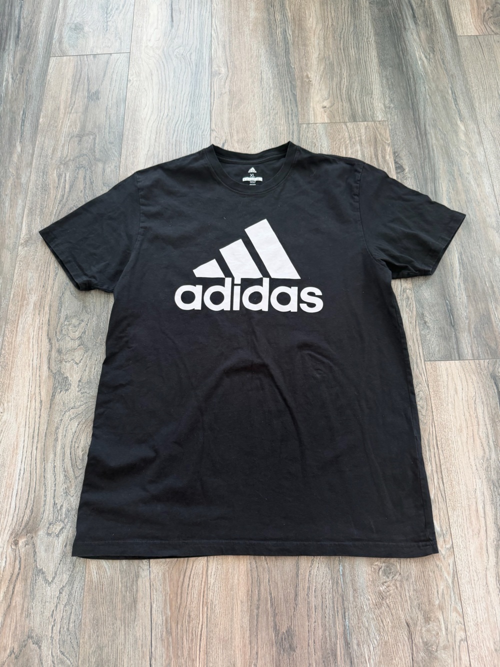 adidas Black Tee with White Trefoil-Inspired Logo XL